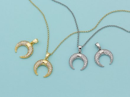 Подвеска "Лунница", 16х15мм со стразами