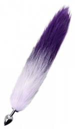 Серебристая анальная пробка с фиолетово-сиреневым хвостом (Цвет: фиолетовый)