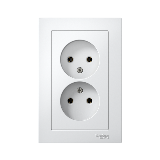 Розетка 2-м СП AtlasDesign 16А IP20 без заземл. в сборе бел. SE ATN000120