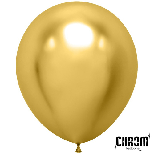 Шар (18''/46 см) Золото, хром, 10 шт.