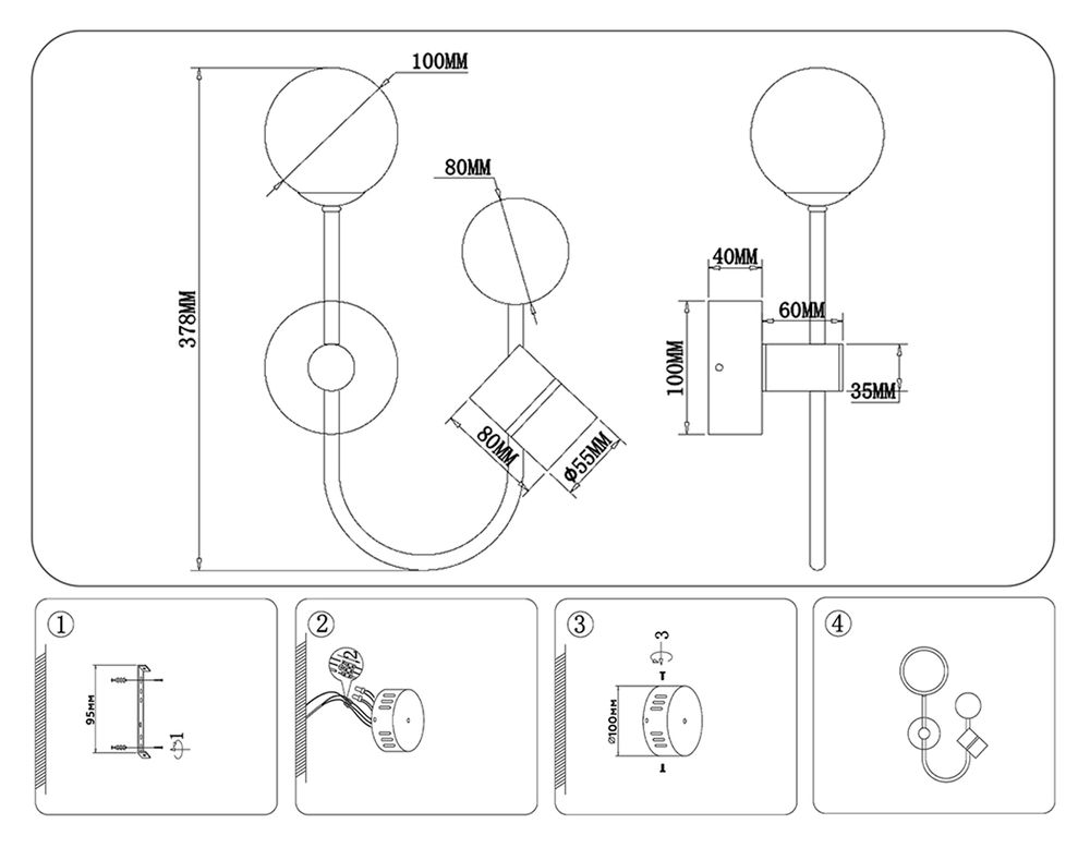 Ambrella Настенный светодиодный светильник со сменной лампой LineTech FL66389