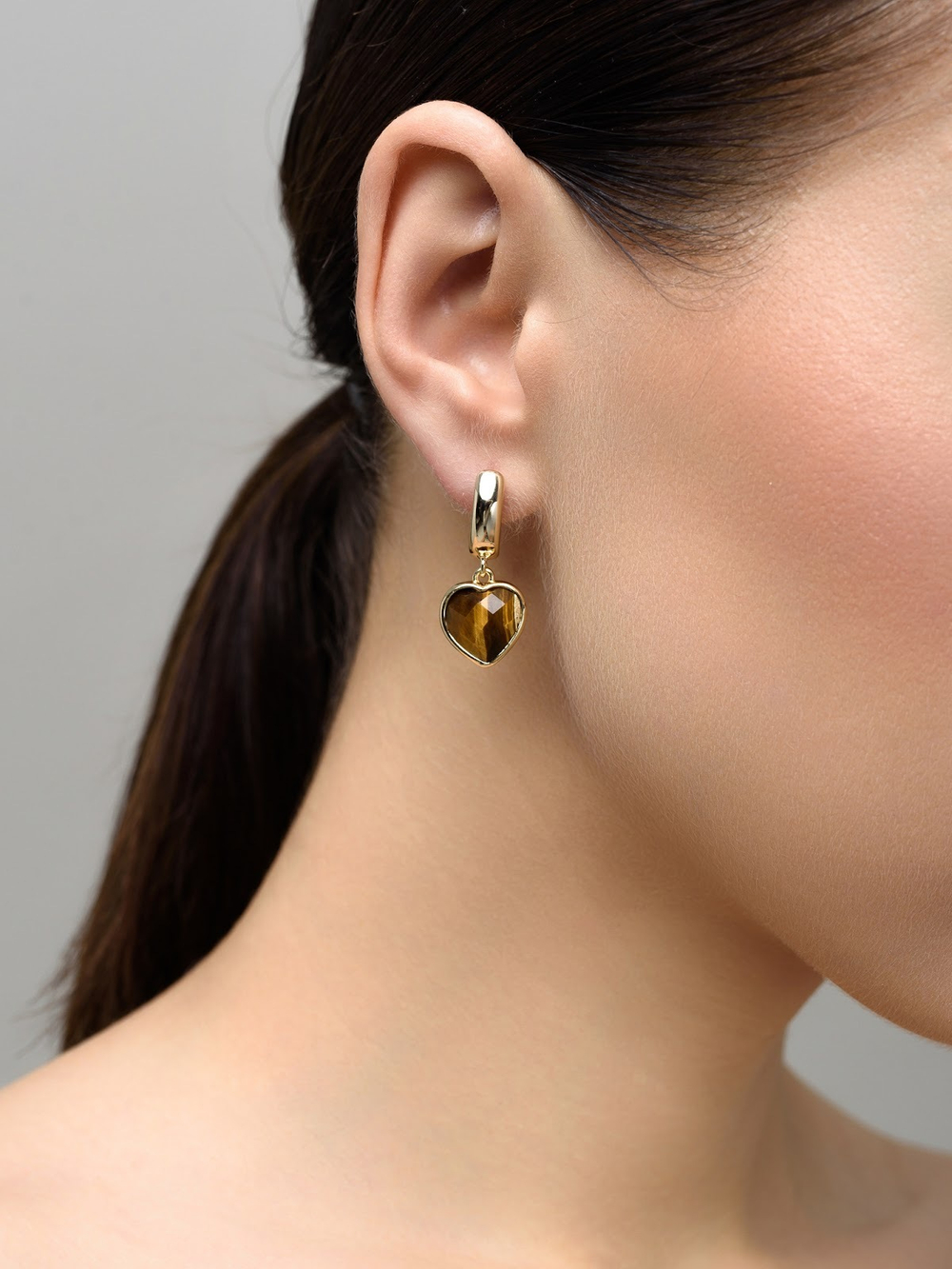 Серьги "Amour" gold с тигровым глазом