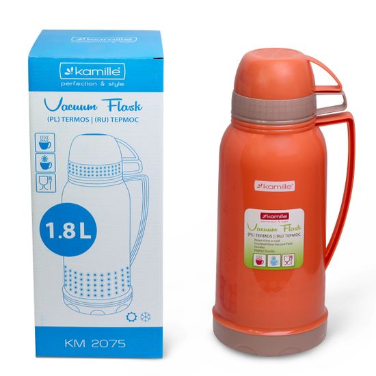 Термос 1800 мл пластиковый со стеклянной колбой (2 чашки) Kamille
