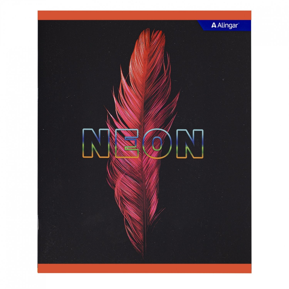 Тетрадь 48л., А5, клетка, Alingar "Пёрышко(NEON)", скрепка, мелованный картон (стандарт), soft touch, блок офсет, 4 дизайна в пленке т/у