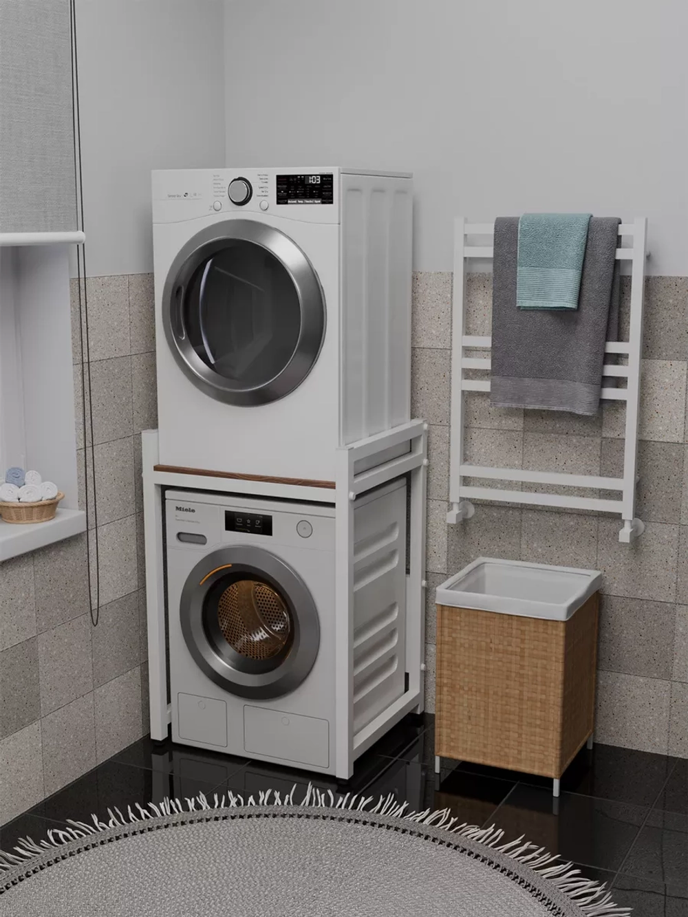 Стеллаж с полкой над стиральной машиной