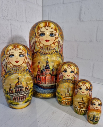 Матрешка "Виды города" 5 мест
