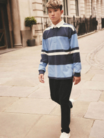 Поло с длинным рукавом для мальчика Next 681-614, Синий, Молочный