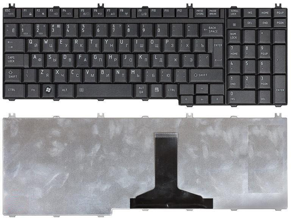 Клавиатура для ноутбука Toshiba Satellite A500 A505 L350 L355 L500 L505 L550 P200  черная матовая