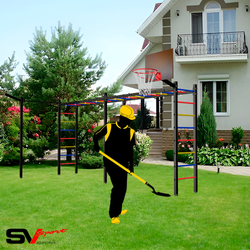 Монтаж уличной шведской стенки Sv Sport Рукоход х 2 (7 вертикальных столбов)