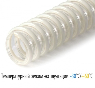 Шланг СПИРАЛЬНЫЙ (ТИП-3)  1"1/4*30м (32мм) (ПРОЗ./БЕЛЫЙ)