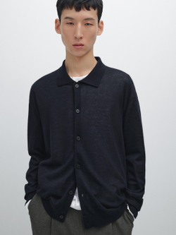 Massimo Dutti Вязаный кардиган из кашемира, темно-синий