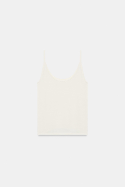 ZARA ТОП НА ТОНКИХ БРЕТЕЛЯХ, ЖЕЛТОВАТО-БЕЛЫЙ