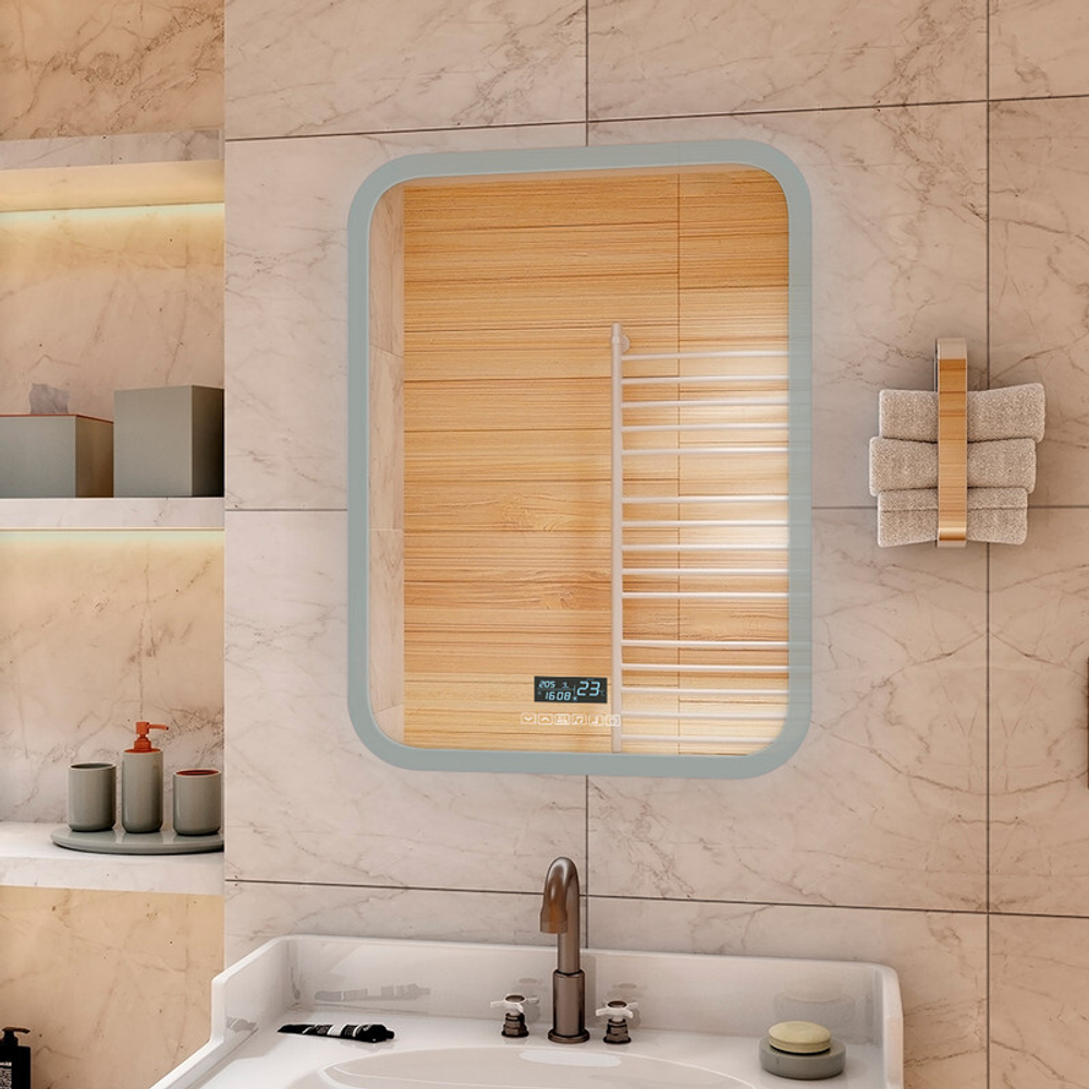 Зеркало "Glamour LED" с многофункциональной панелью 600x800