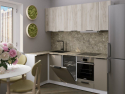 Кухонный гарнитур Альба прайм 2 400 1100х2000 мм, каркас ЛДСП, фасад ЛДСП, Белый/Дуб браун/Мокко