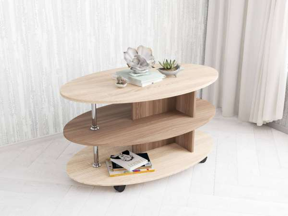 Стол журнальный Консул-4 (белый/дуб крафт золотой) ТЭКС