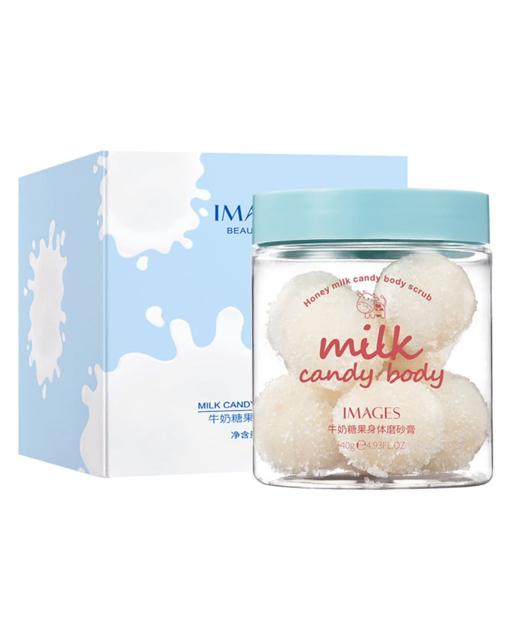 Сахарный скраб для тела в шариках с молоком, 140г