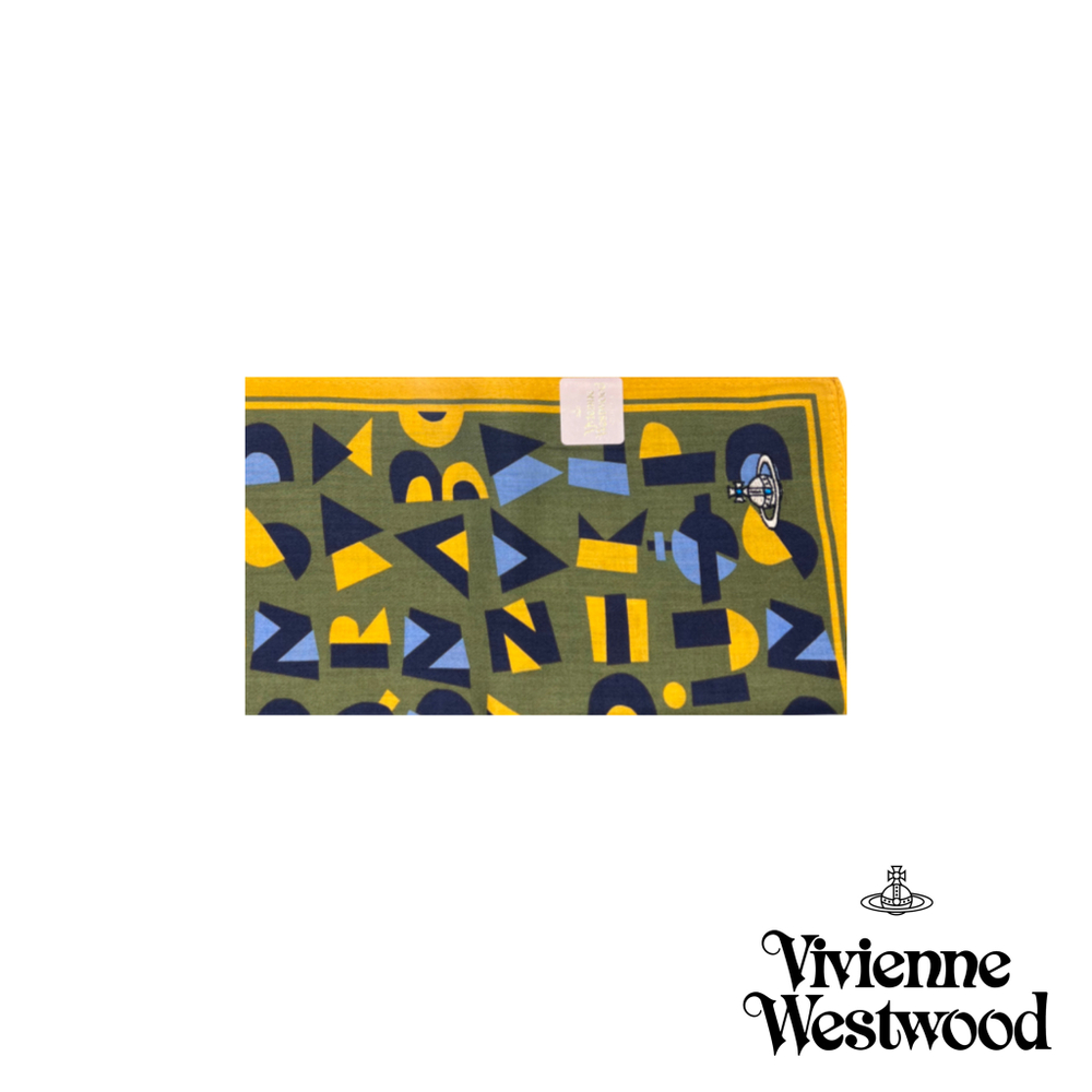 VIVIENNE WESTWOOD ПЛАТОК ЗЕЛЕНЫЙ С ПРИНТОМ И ВЫШИВКОЙ ЛОГОТИПА