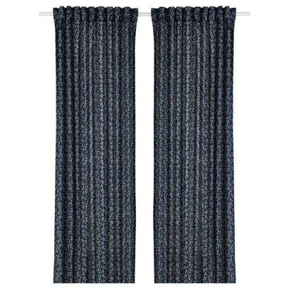 Комплект штор IKEA TRYSTAVMAL (ТРИСТЯВМАЛЬ), Темно-синий с рисунком, 145x250 см, 2 шт