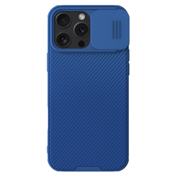 Чехол синего цвета с сдвижной шторкой для камеры от Nillkin для iPhone 16 Pro Max, серия CamShield Pro Case