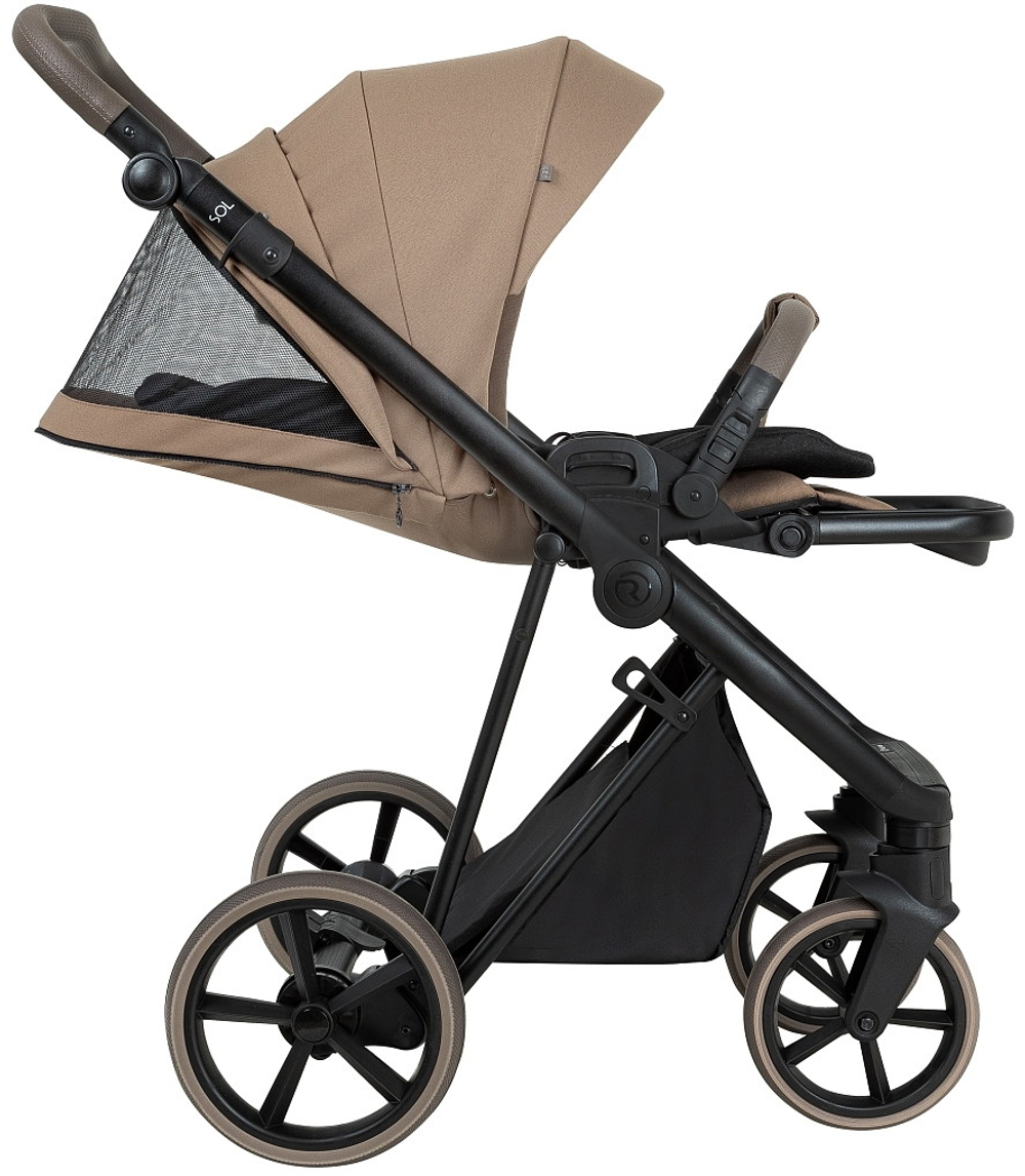 Детская коляска Roan Sol 2.0 3 в 1 с автокреслом Pituso Baesa Pro Black SLL/32/T Mocha Mousse/Black/руч.Cappuccino