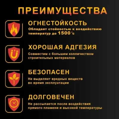 Герметик для печей и каминов Огнетитан-1500 высокотемпературный огнеупорный, черный