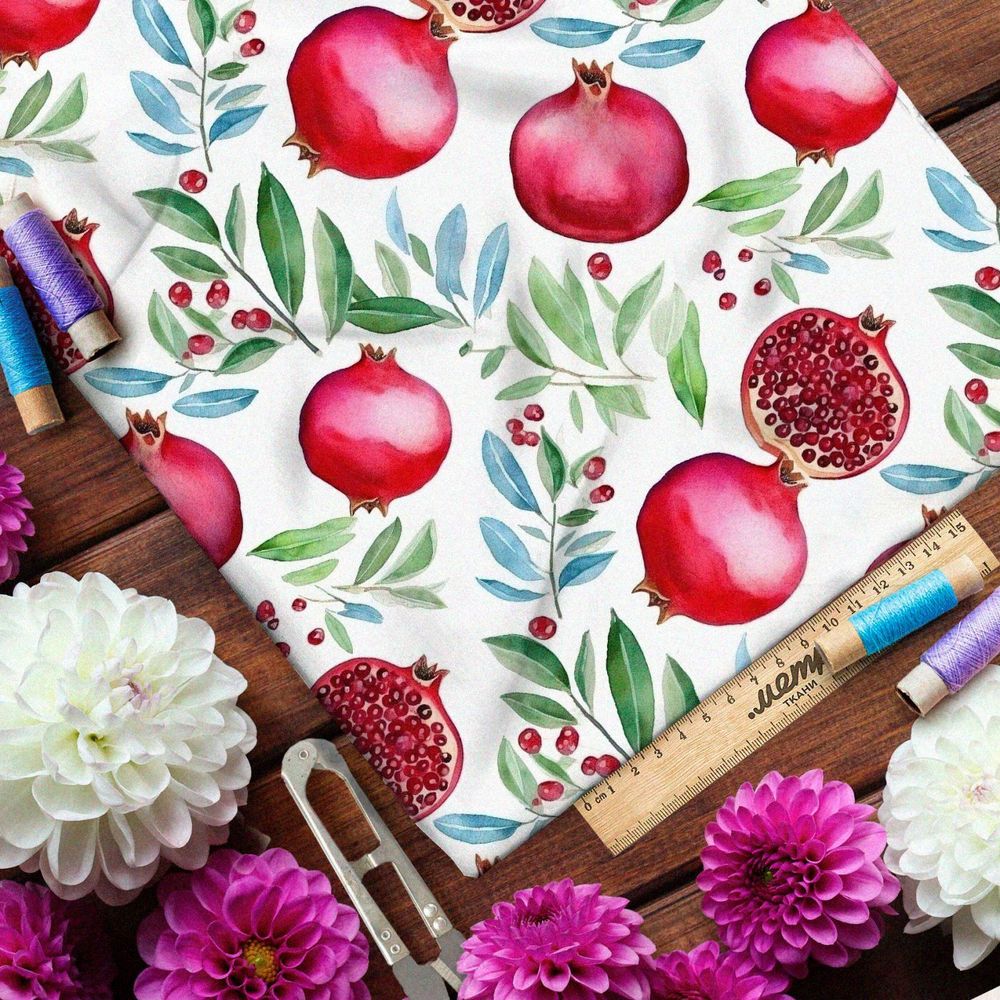 Ткань премиум дюспо акварельные гранаты