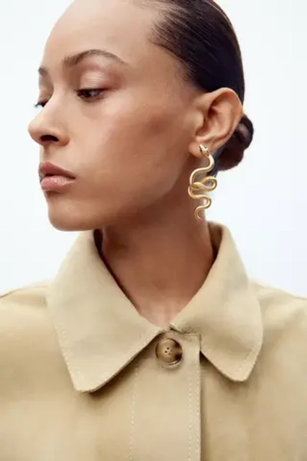 ZARA МЕТАЛЛИЧЕСКИЕ СЕРЬГИ «ЗМЕЙКИ», ЗОЛОТИСТЫЙ