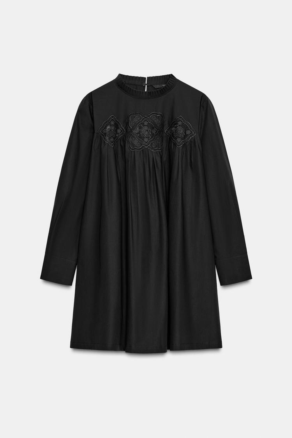 ZARA ПЛАТЬЕ С ВЫШИВКОЙ ИЗ КОЛЛЕКЦИИ ZW, ЧЕРНЫЙ