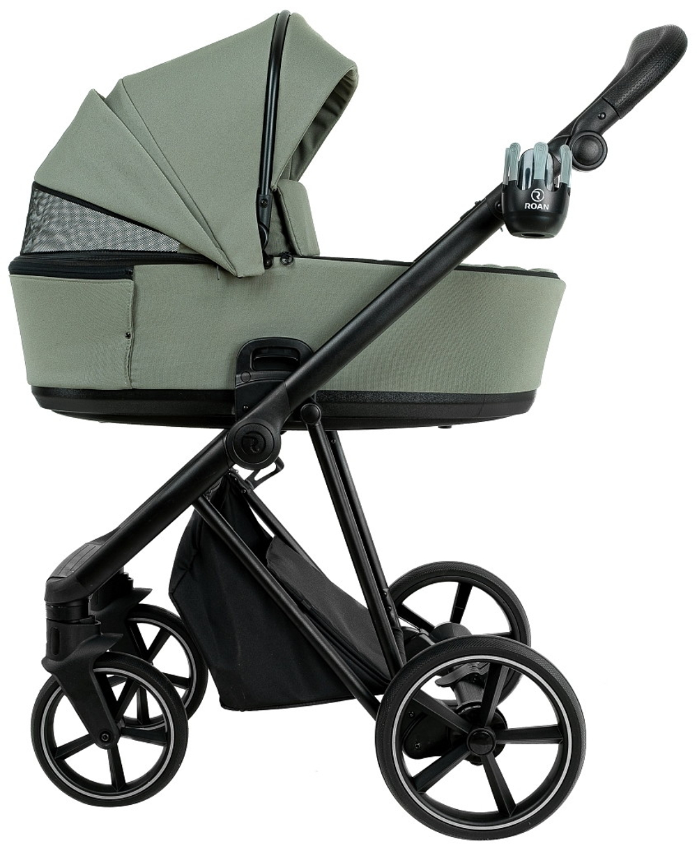Детская коляска Roan Sol 2.0 3 в 1 с автокреслом Tutis Elo Lux EduSky Black SLL/33/T Sage Green/Black/руч.Black