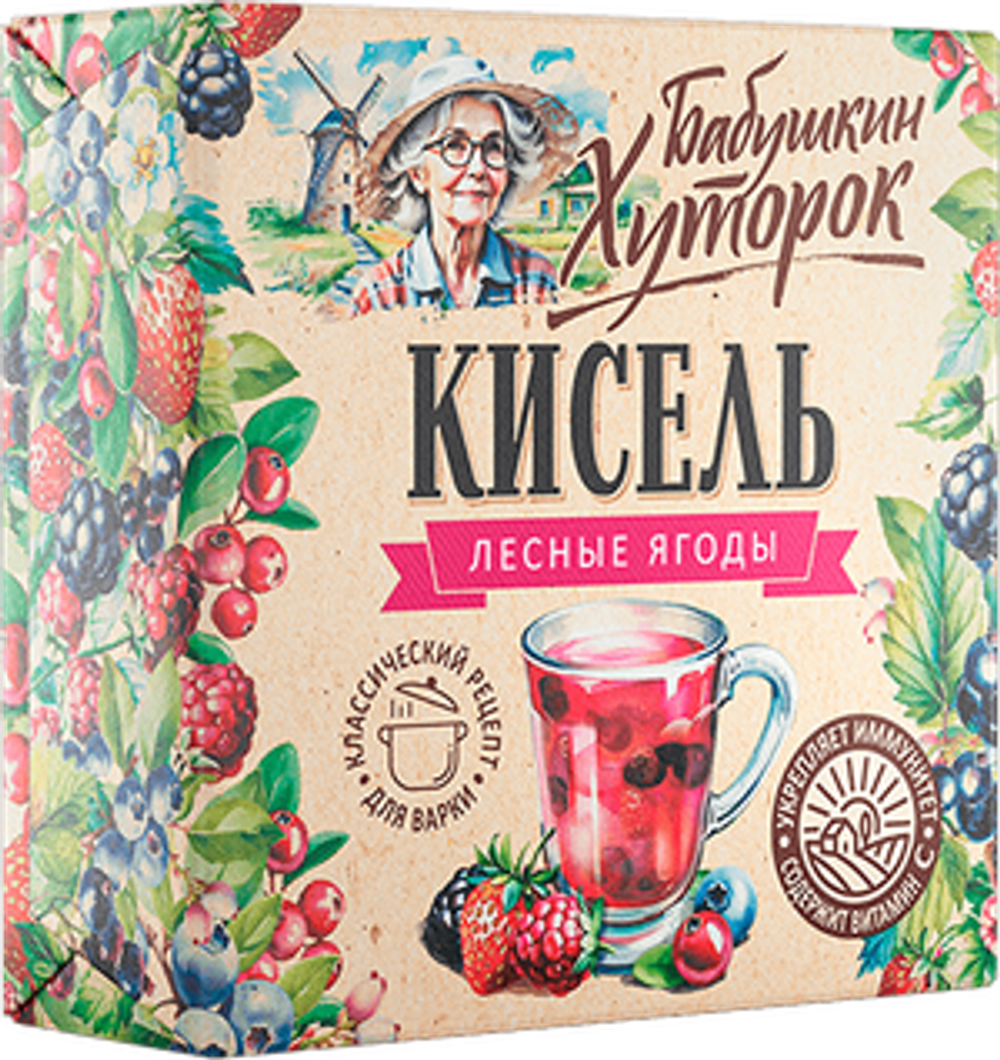 БАБУШКИН ХУТОРОК кисель (БРИКЕТ) ЛЕСНАЯ ЯГОДА 180гр (1х20)