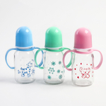 4477642 Бутылочка для кормления 150 мл.,стекло, с ручками, цвет МИКС
