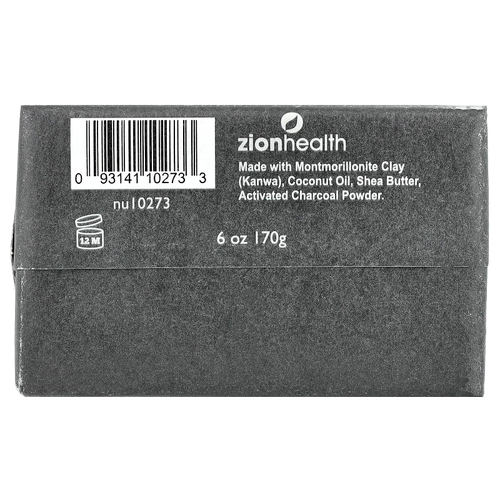 Zion Health, Кусковое мыло с древней глиной, активированный уголь, 170 г (6 унций)