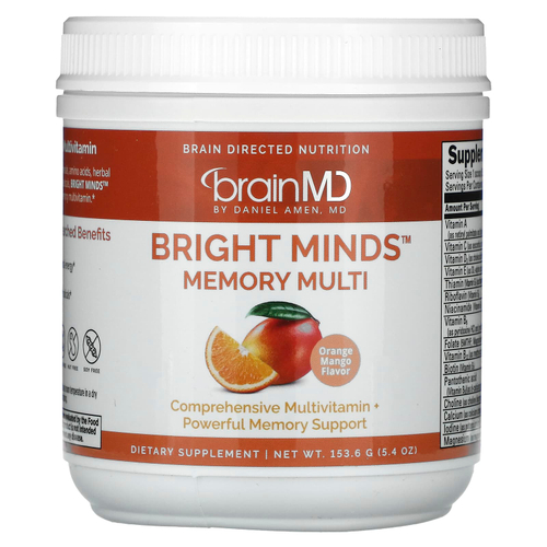 BrainMD, Bright Minds™, мультивитамины для памяти, со вкусом апельсина и манго, 153,6 г (5,4 унции)