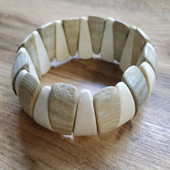 Браслет Заборчик, дерево, цвет бежевый, молочный, ширина 27 мм