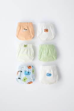 ZARA НАБОР ИЗ ШЕСТИ ТРУСОВ С АНИМАЛИСТИЧЕСКИМ ПРИНТОМ, РАЗНОЦВЕТНЫЙ