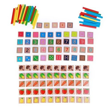 Деревянный набор Арифметический счет 135 элементов, 40 цветных палочек