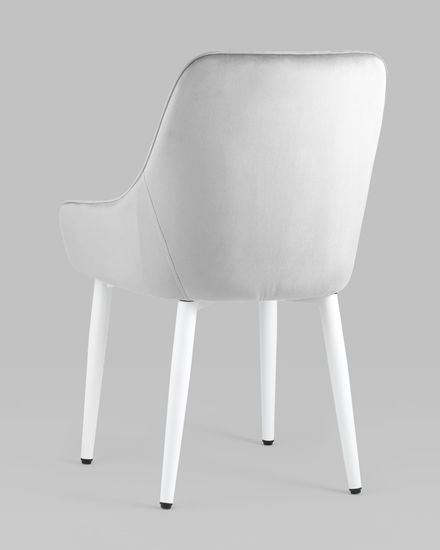 Стул Диана велюр серый ножки белые