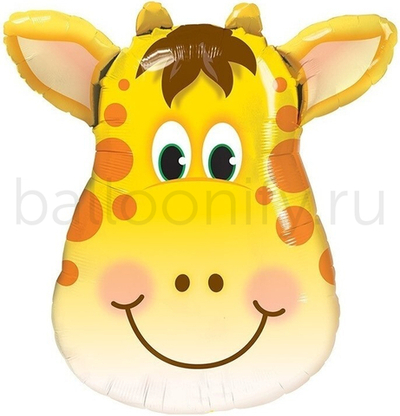 Шар (25''/64 см) Фигура, Голова, Милый Жираф, 1 шт.
