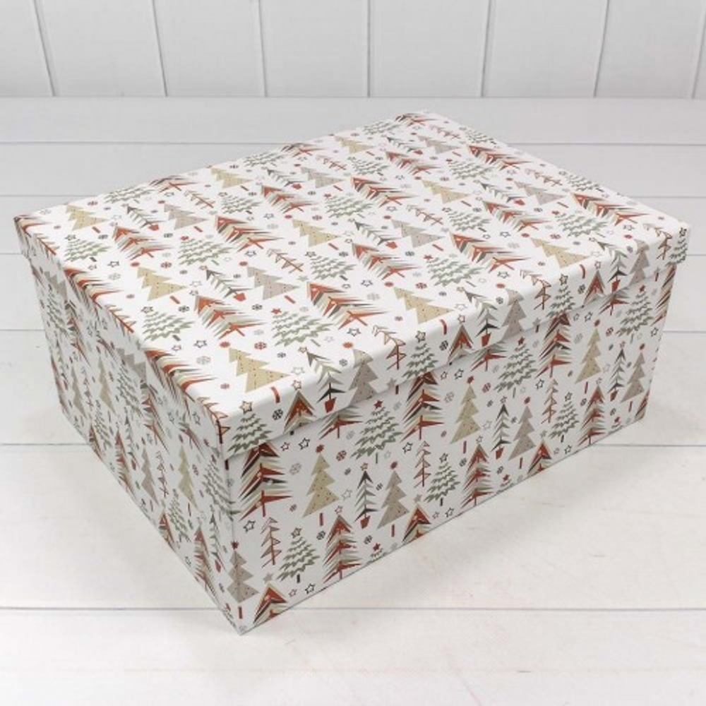 Коробка 34 х 26 х 15.3 см Набор 10 шт "Елки" (Белый)