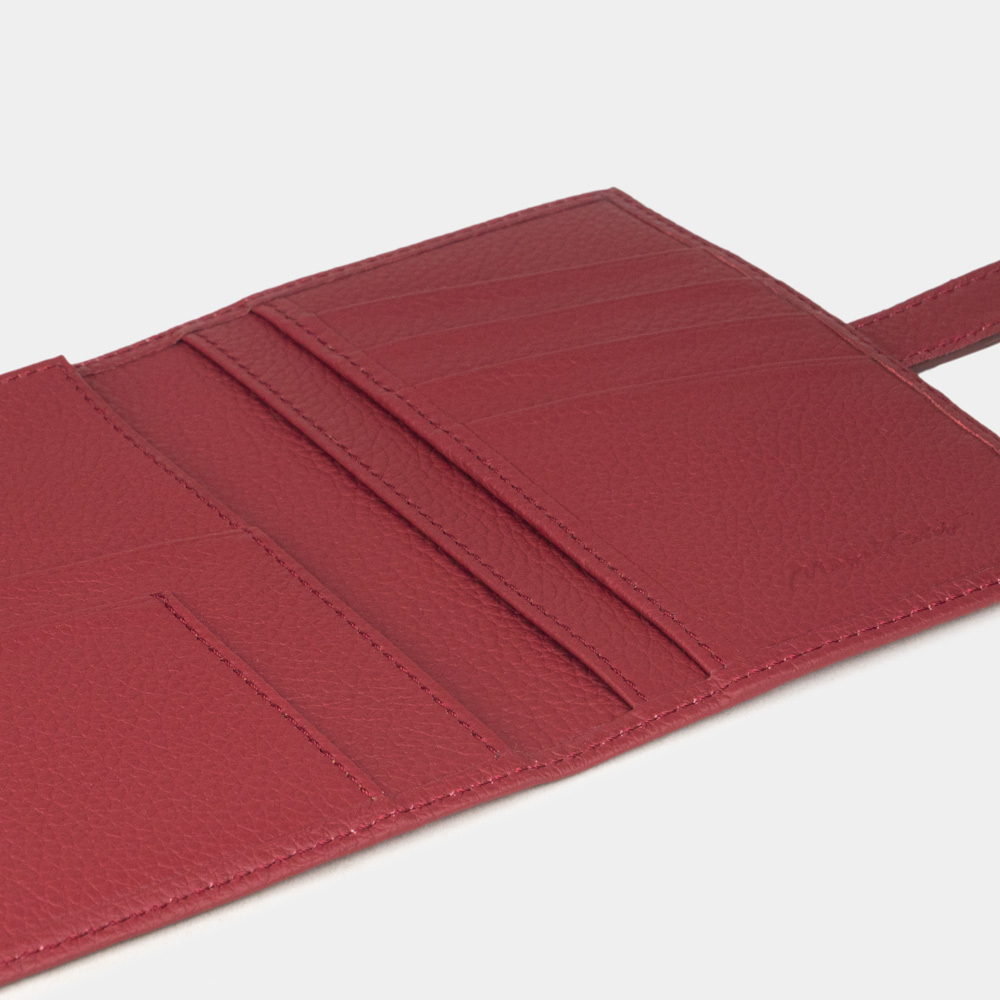 Обложка для паспорта и автодокументов из натуральной кожи теленка, вишневого цвета