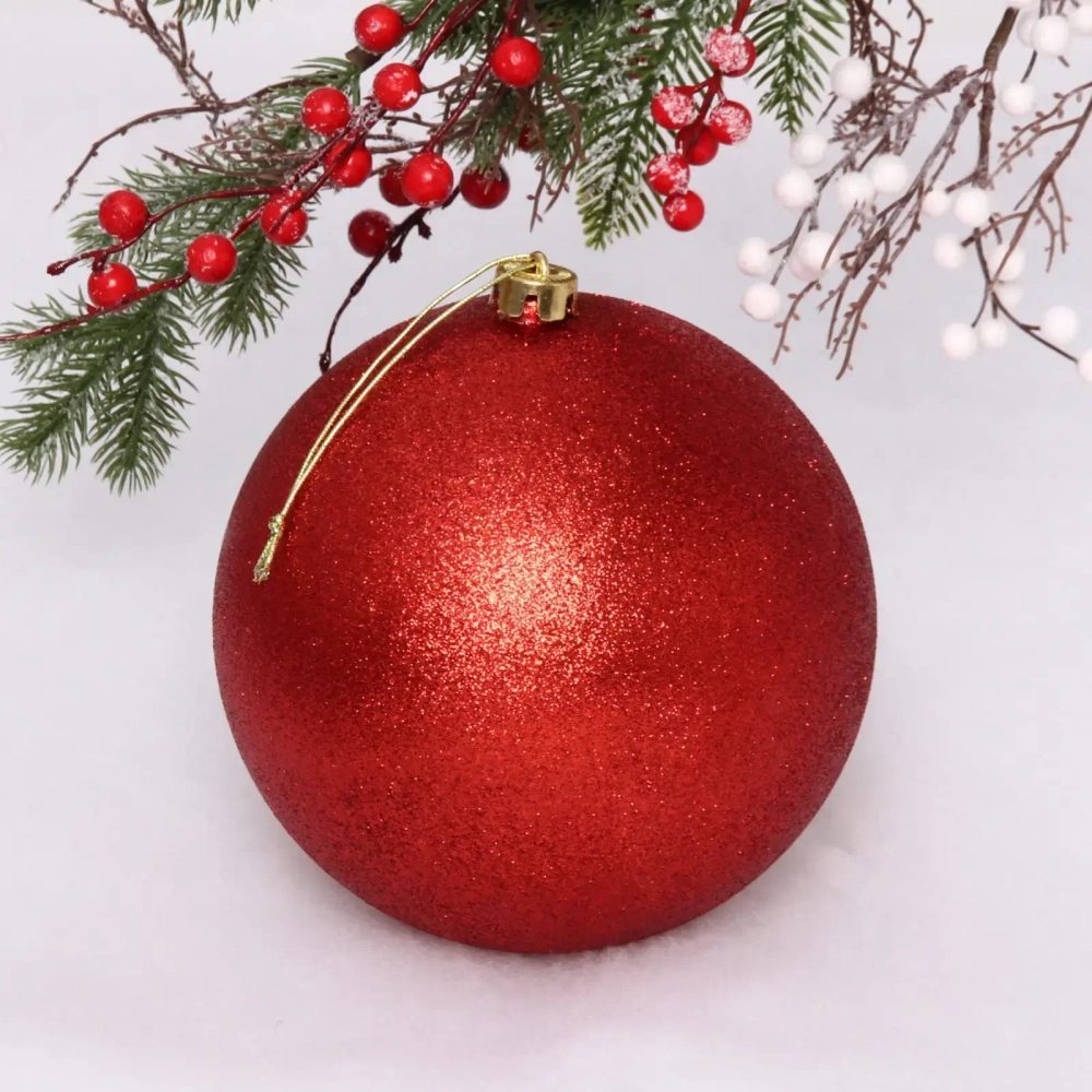 Новогодний шар 20 см «Глиттер», красный