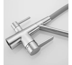 Смеситель для кухни с гибким изливом, с подключением фильтра, сатин, Rose R558L