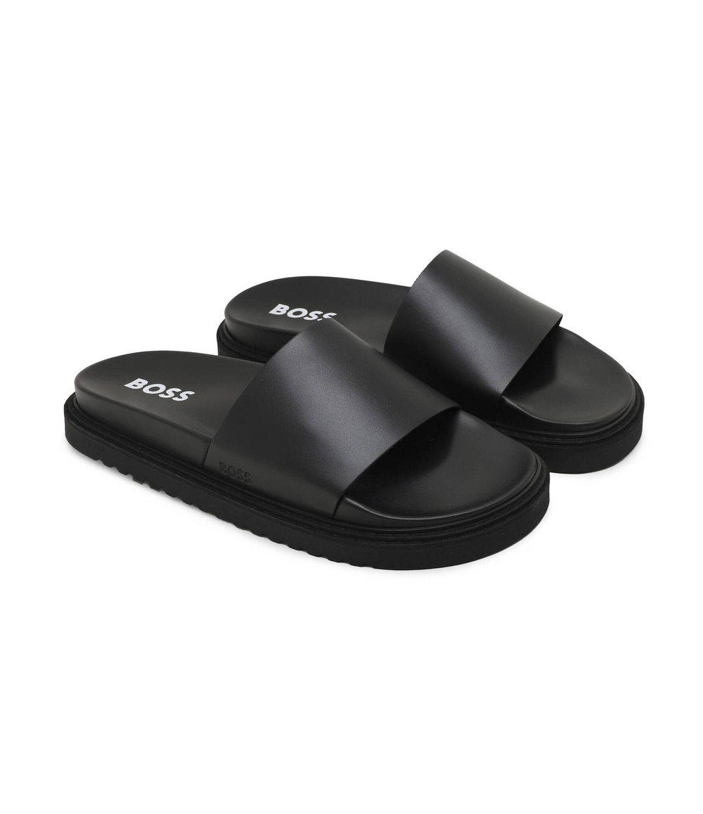Шлепанцы кожаные cliff_slid_lt BOSS BLACK - черный(50516786)