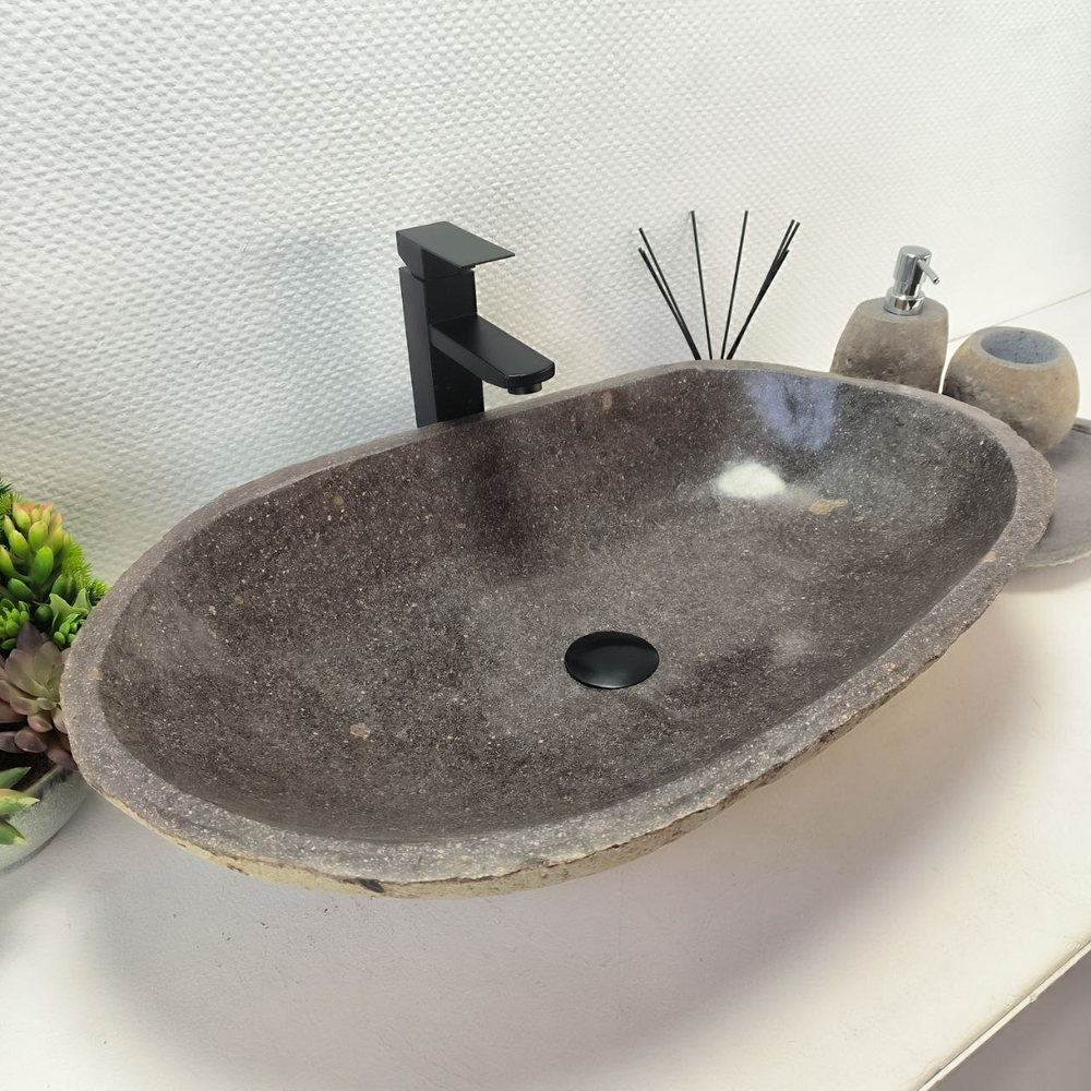 Каменная раковина из речного камня RS-63499 (66*42*16) 0124