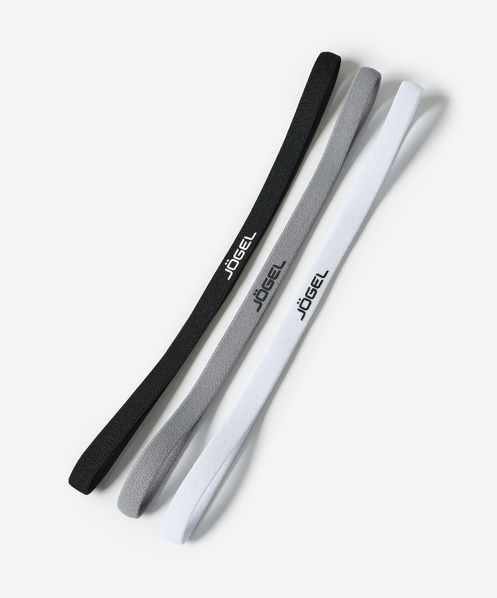 Резинки спортивные на голову JÖGEL CAMP Training Headbands 3 Pack, черный/серый/белый