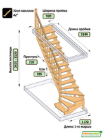 Лестница на второй этаж К-001м/8 Левая