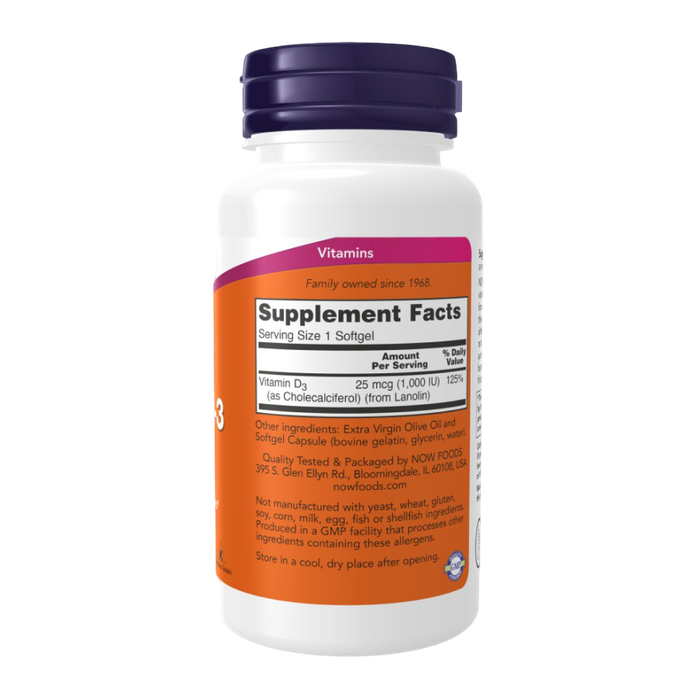 Витамин Д-3 1000 МЕ, Vitamin D-3 1000 IU, Now Foods, 180 капсул 2
