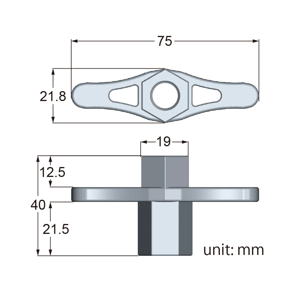 KUPO KS-1902 Stainless Steel T-Nut W/ M12 Thread. Барашковая гайка