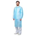 Халат посетительский нестерильный Гекса Визитер р.52-54 XXL 110 см плотность 20, кнопки спереди голубой 50 шт