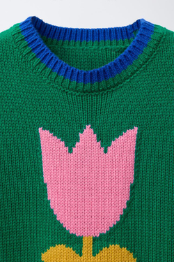 ZARA ТРИКОТАЖНЫЙ ЖИЛЕТ «ТЮЛЬПАН», ЗЕЛЕНЫЙ